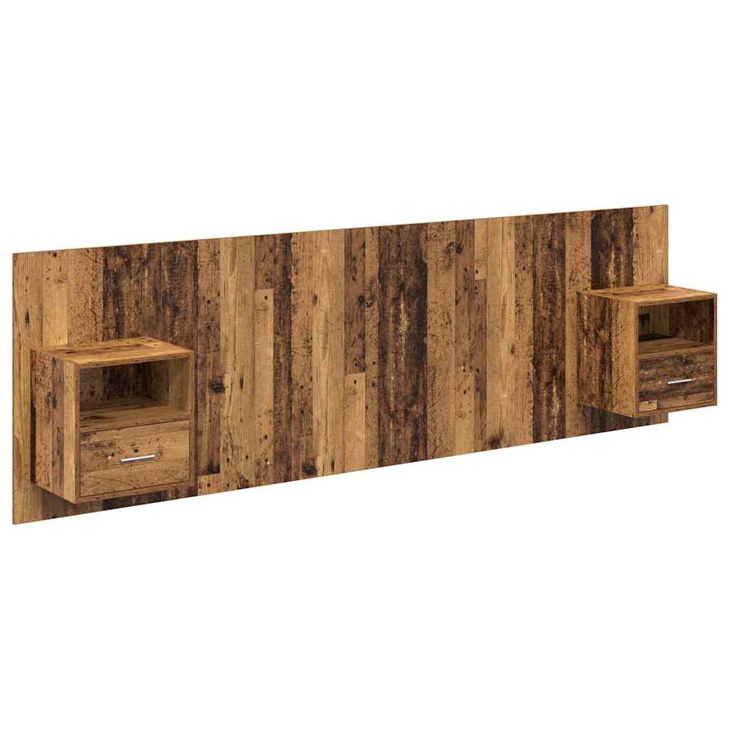 Headboard with Cabinet and Drawers 3 Pcs Reclaimed Wood Effect Particleboard