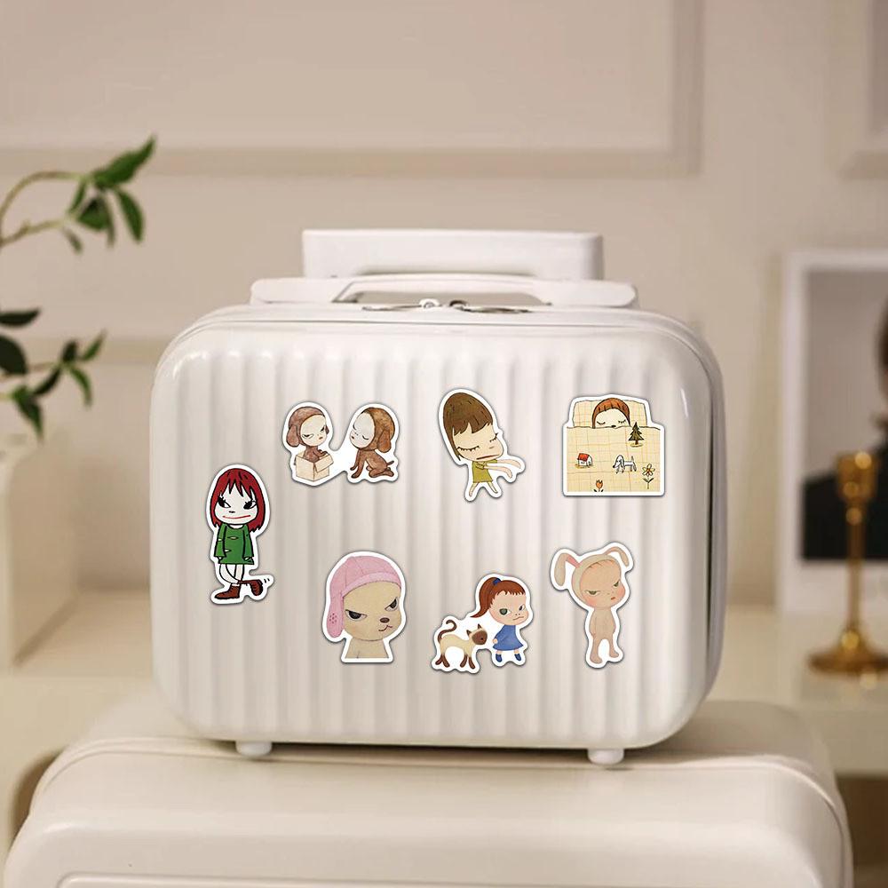 50 Pieces Japanese-Style Nara Miho Cartoon Girl Stickers - Waterproof Decals for Luggage, Phones & Scooters