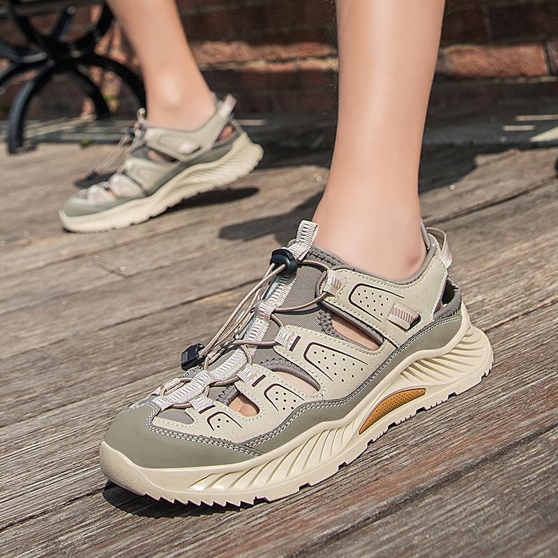 Mens Leather Beach Sandals Quick Dry Water Shoes Non Slip Summer Outdoor Walking Flip Flop Cool Casual Sandalias Man Beach Flats