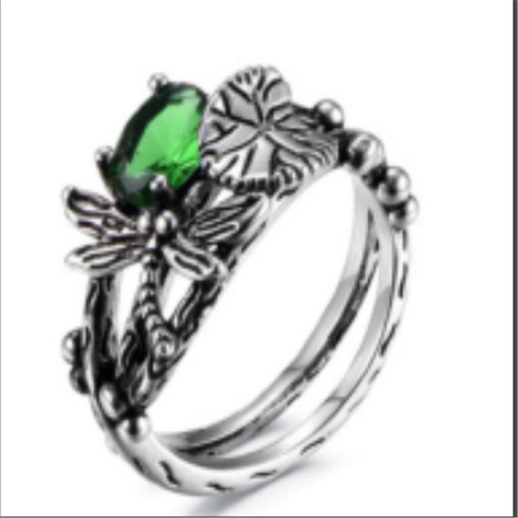 Accessories Dragonfly Lotus Ring Women'S Vintage Thai Silver Topaz Ring