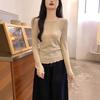 Solid color bottoming shirt women's design sense fungus edge thin inside knitted sweater top