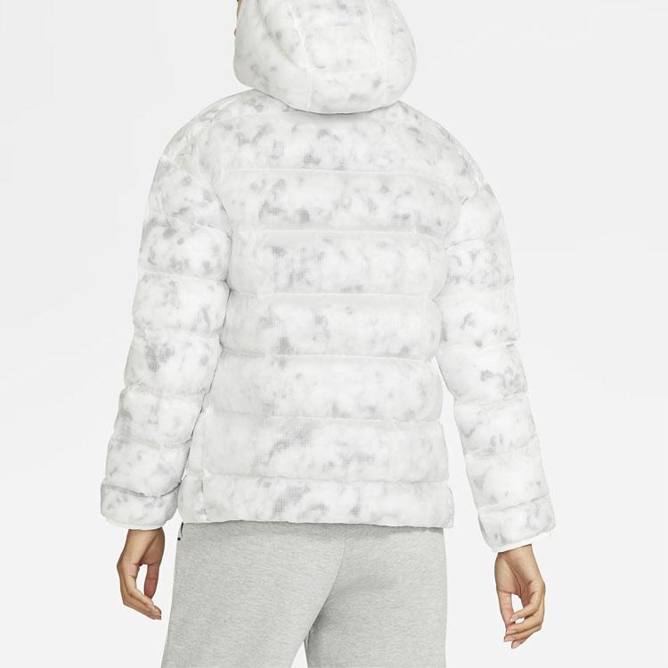 Nike Sportswear Warm Marble Pattern Hooded Down Jacket Winter Women Jacket White CZ1908-121
