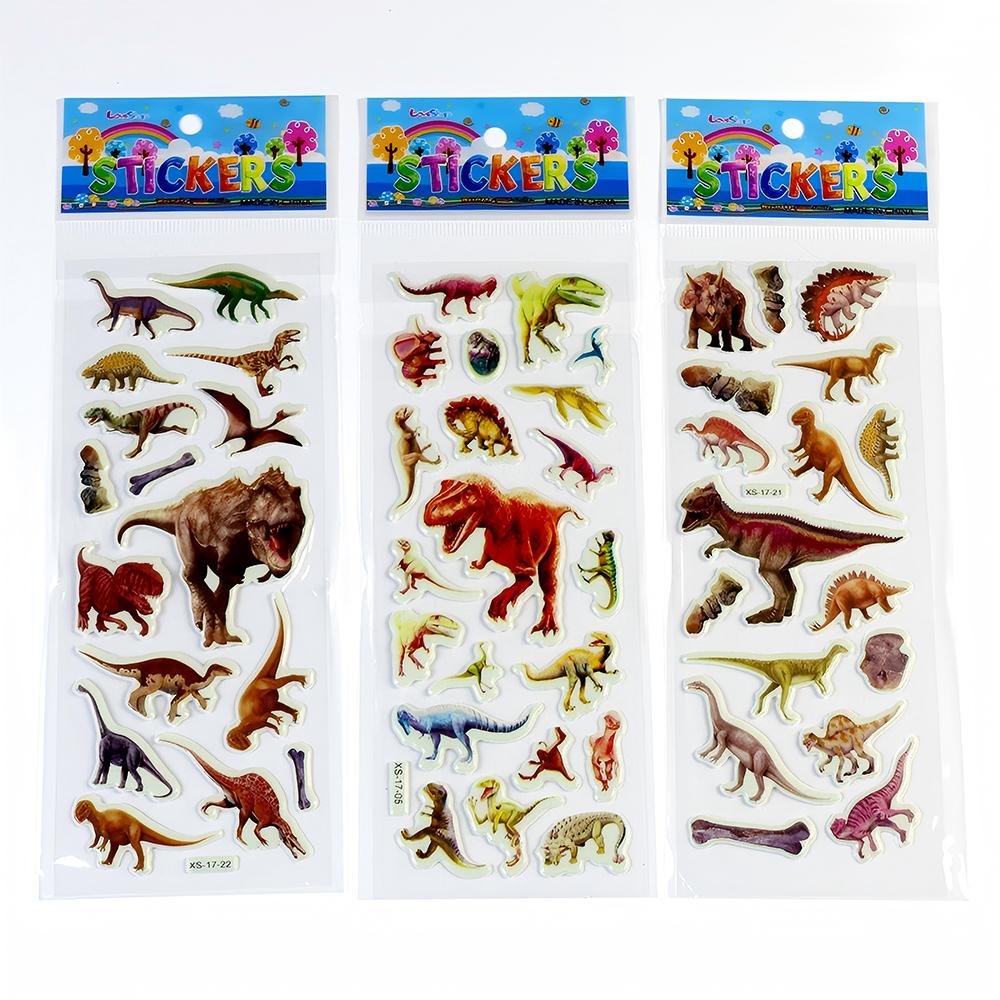 12pcs Dinosaur Bubble Stickers Cool Animal 3D Puffy Bulk Sticker Handmade DIY Hand Account Funny Cartoon Decoration Decals Toys