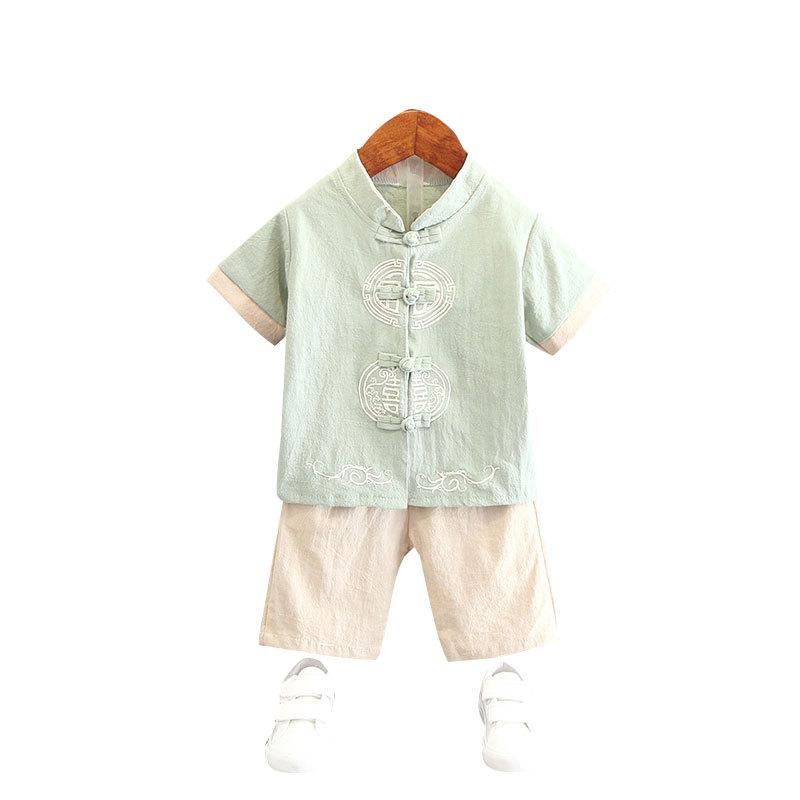 Boys Summer Hanbok Suit Chinese Style Baby Anniversary Dress Full Moon Week Clothes Ancient Costume Fu Style Breathable Performance Outfit