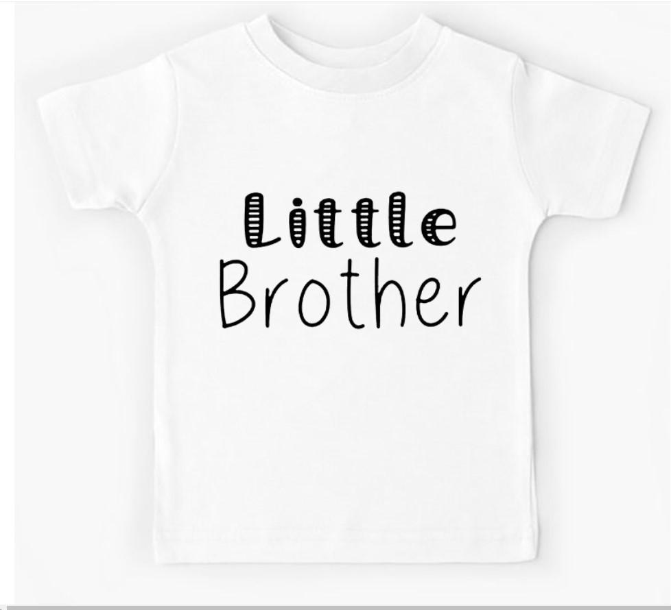 2026 New Childrens Tshirt Little Sister Big Brother Printed Round Neck Parent Child Clothing Summer Top for Boys and Girls