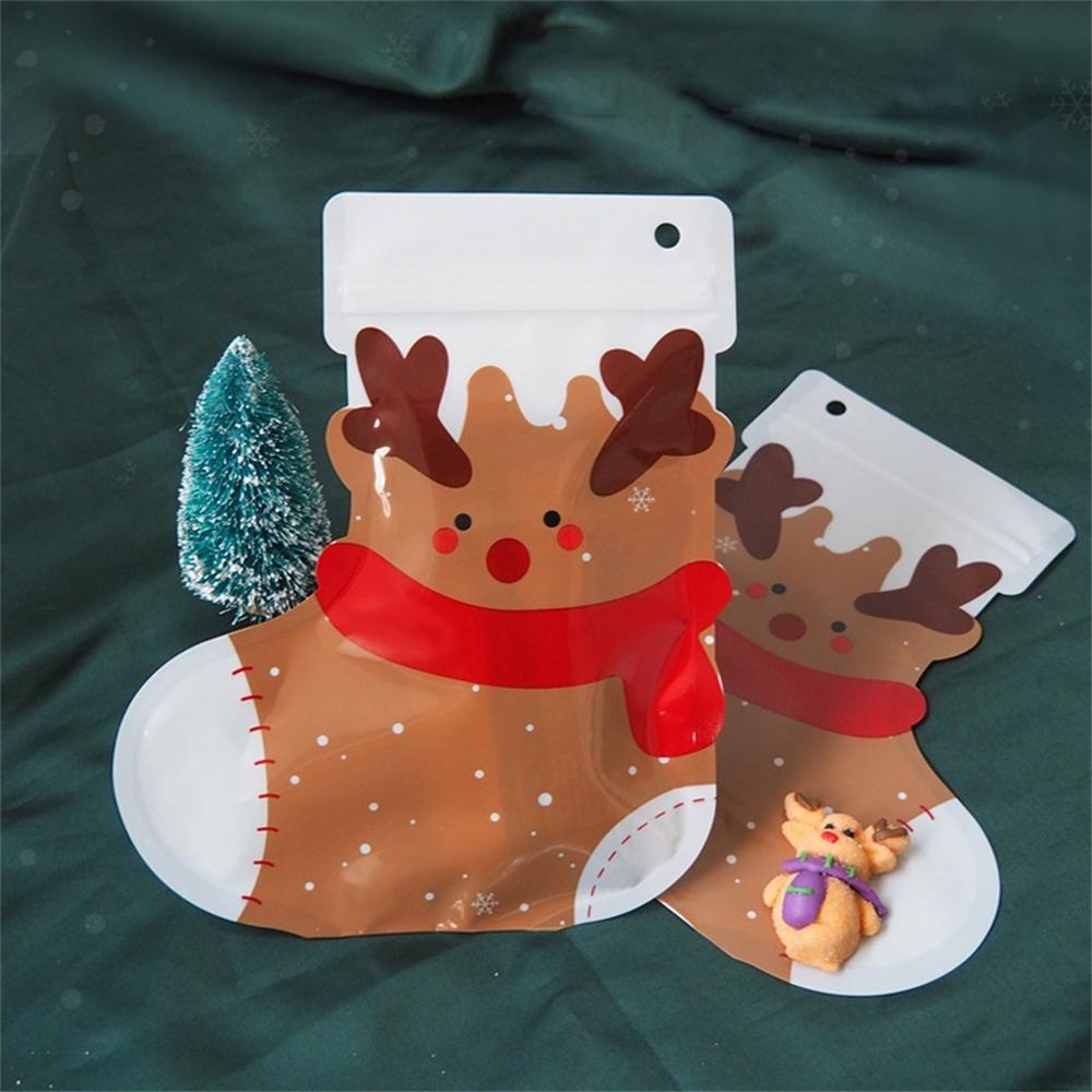 10Pcs Christmas Self Sealing Bags Plastic Gift Bags Candy Cookie Snack Packaging Bag Christmas New Year Party DIY Decorations Other