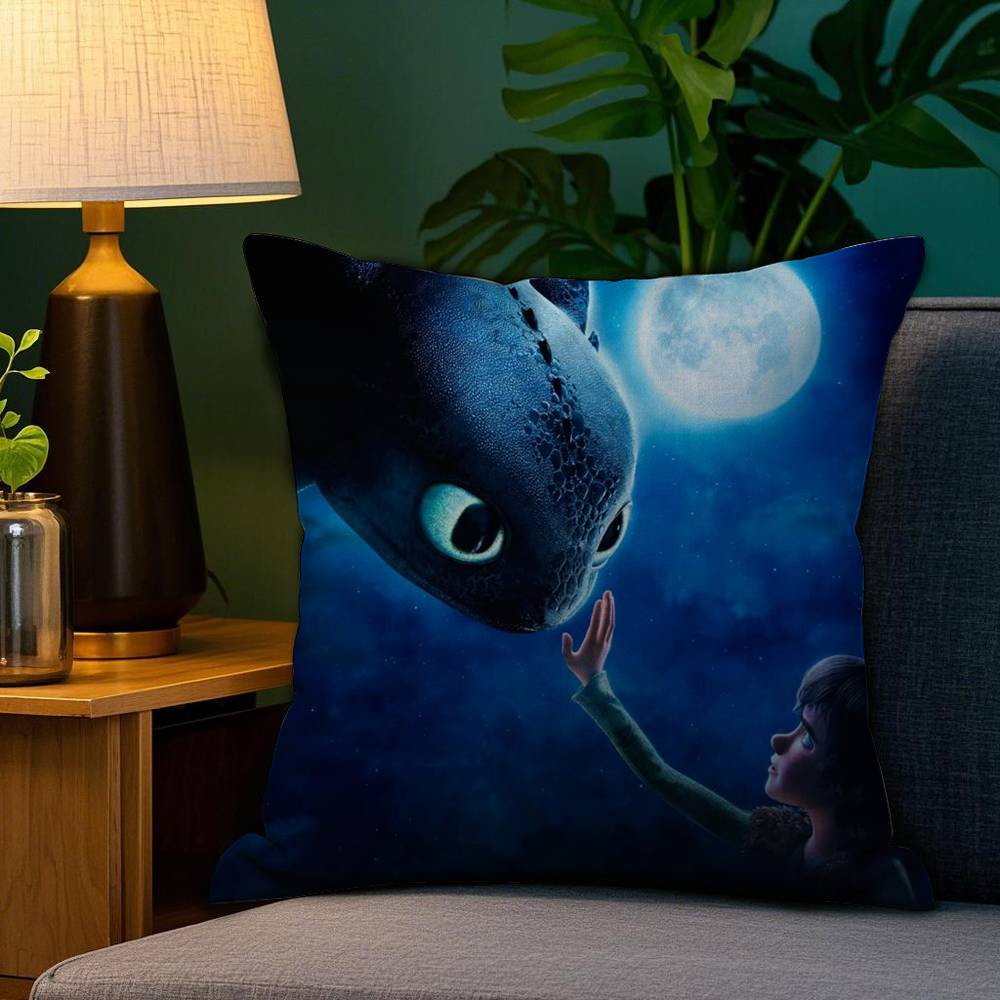 How To T-Train Your D-Dragon Pillow Case Sofa Living Room Bedroom Double-sided Printing Square Cushion Nap Time Pillow Case