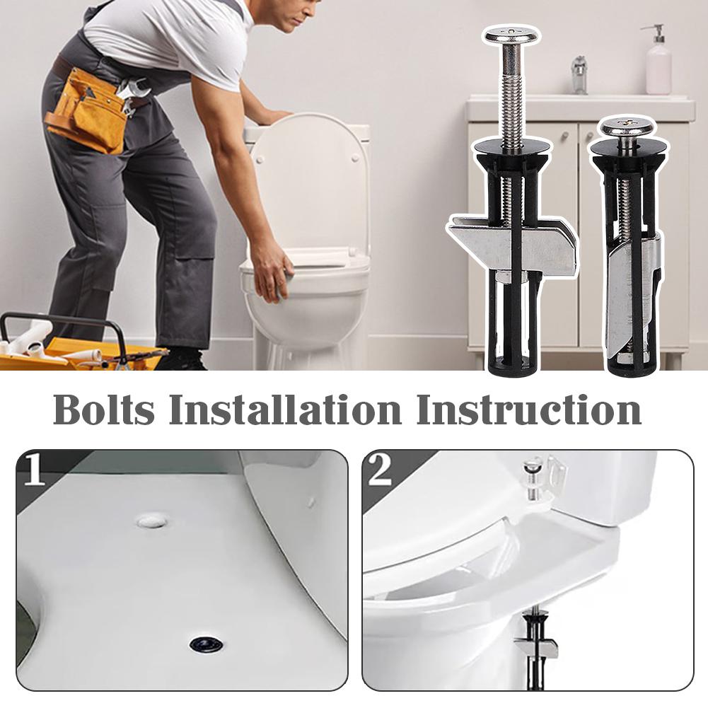 2Pcs Universal Stainless Steel Water Tank Toilet Seat Hinges Bolts Screws Replacement Bathroom Fixture Toilet Lid Fixing Parts