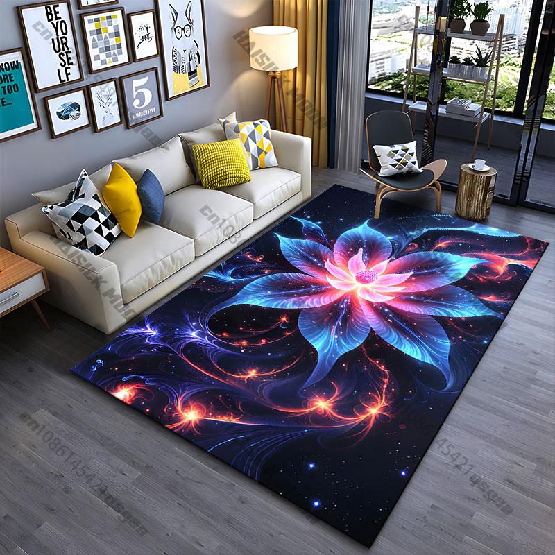Vibrant cosmic flower energy carpet Yoga living room room decor children's crawling mat doormat area rug games mat