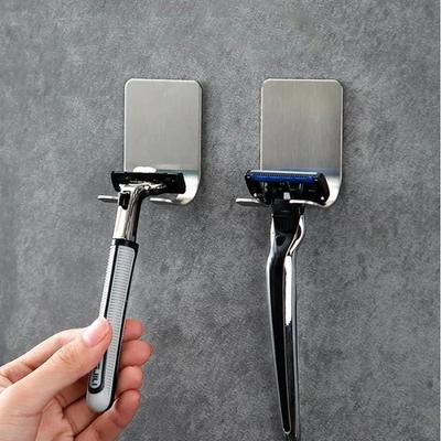 2pcs Stainless Steel Razor Hook Wall Adhesive Shaving Shaver Shelf Storage Holder for Bathroom Kitchen Organizer