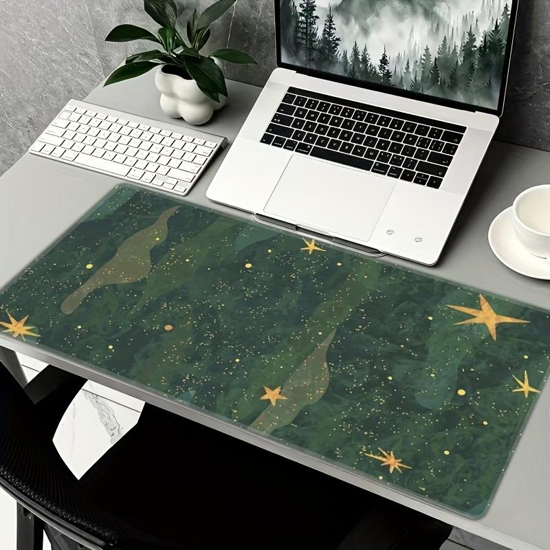 Rectangular Green Star Mouse Pad with NonSlip Base Stitched Edges Durable Desk Mat for Home Office and Gaming 300x800x2mm