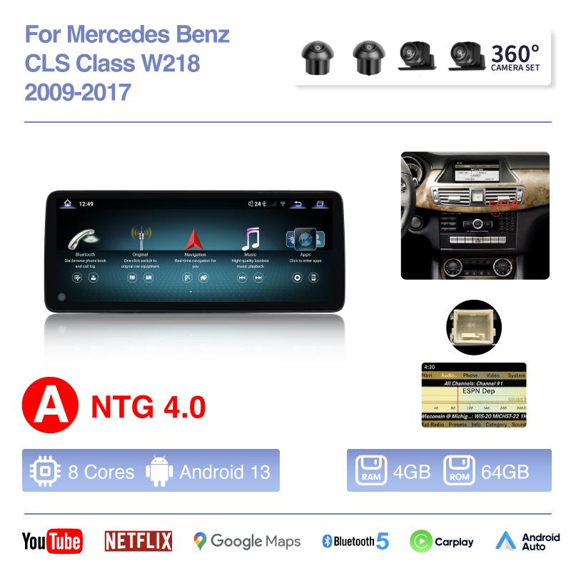 12.8" Car Radio For Mercedes Benz CLS Class W218 2009-2017 Multimedia Player GPS Navigation Android13 Auto Carplay 4G 360 Camera