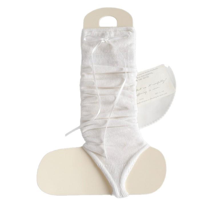 Korean Sweet Style Bow Leg Warmers - Spring/Summer Thin Stacked Socks for Small Calves