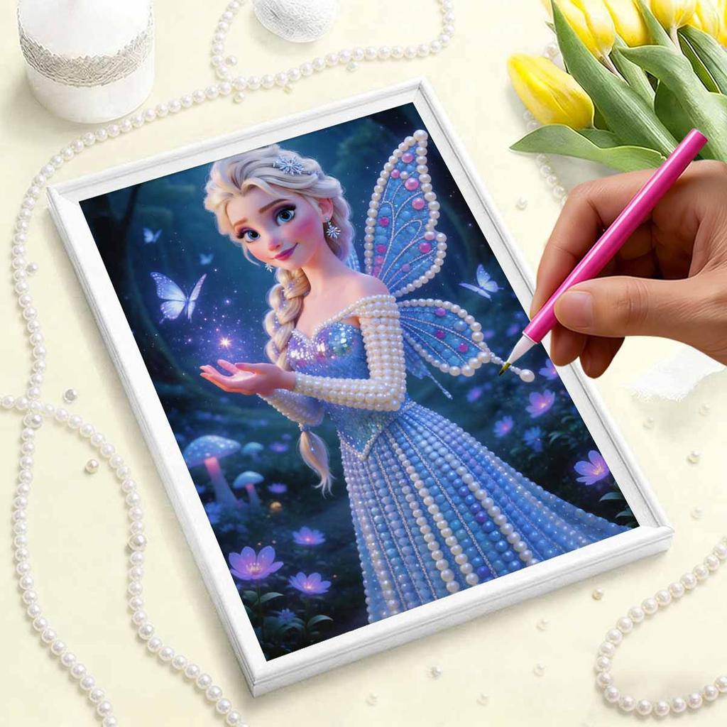 Disney Pearl Painting Frozen Elf Fairy Creative Art 5D Pearl Embroidery Cross Stitch Kit Handmade DIY Home and Room Decor Gift