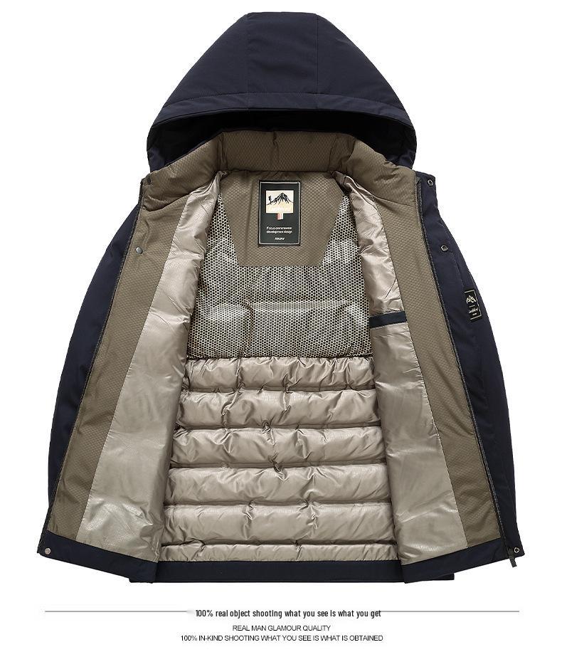 Men's Mid-Age Hooded Plus Size Winter Puffer Jacket - Casual Thick Warm Cotton Coat