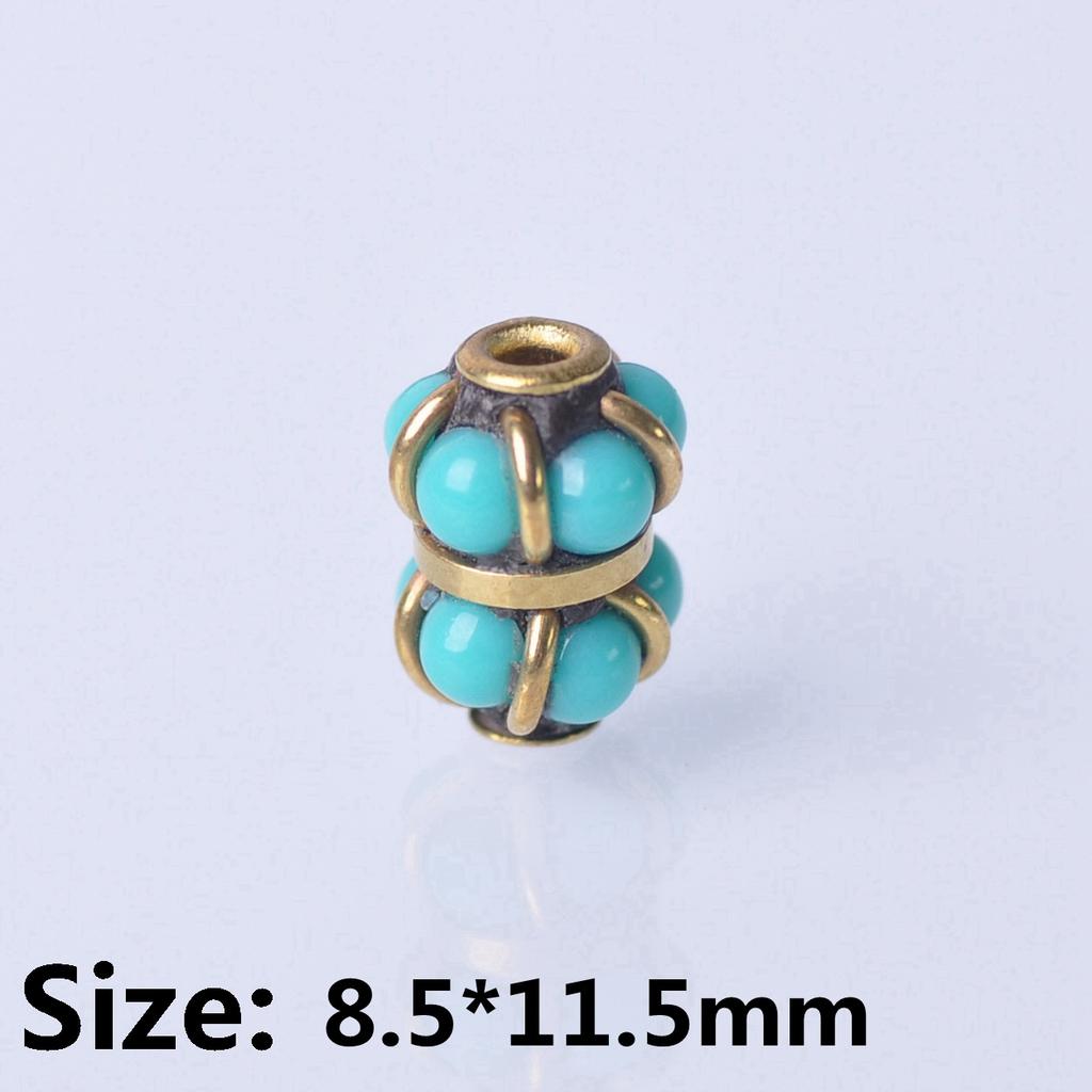 Handmade Nepalese Buddhist Tibetan Brass Metal & Clay Loose Craft Beads for Necklace Jewelry Making DIY