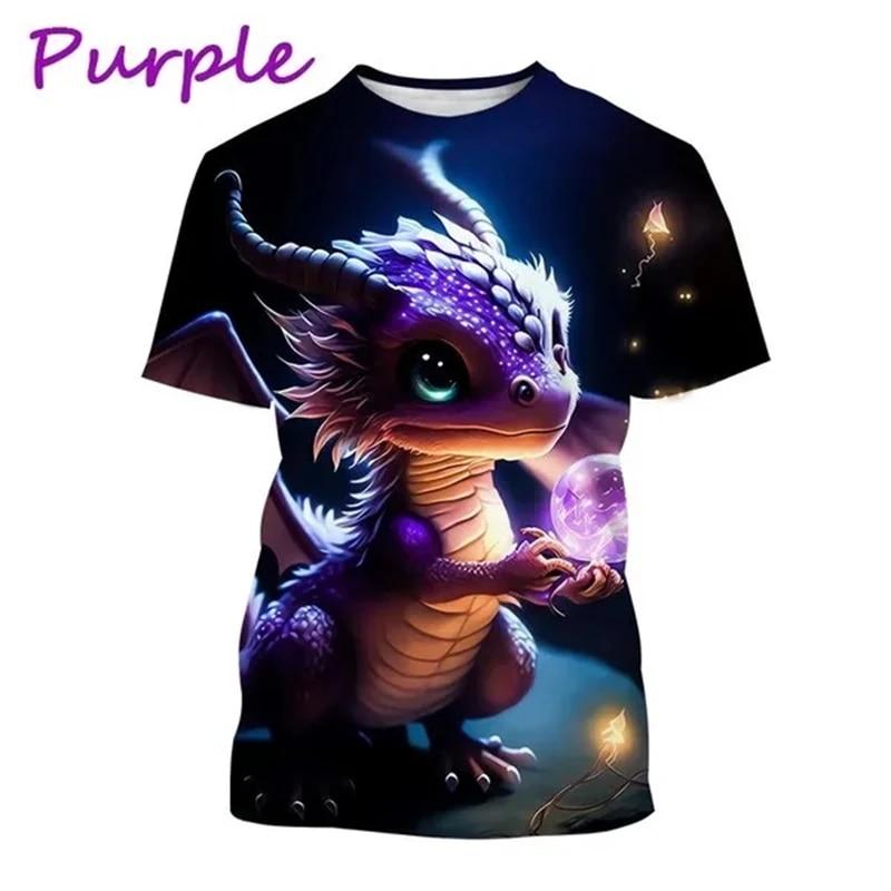 

Новая футболка с милым драконом и 3D принтом, мужская и женская детская модная футболка с короткими рукавами и рисунком динозавра для мальчиков, повседневные уличные футболки унисекс 160