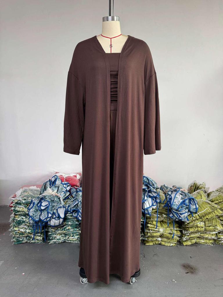 2025 Summer Women’s Strapless Vest, Long Cardigan, and Wide-Leg Pants Set