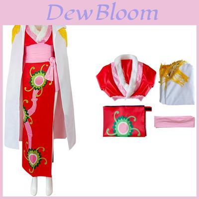 Anime One Piece Empress Hancock Cosplay Clothing Red Cheongsam Kimono Element Costume