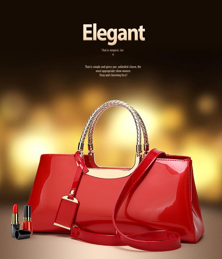 2025 Hot-Selling Women's Glossy Patent Leather Handbag: European & American Style Bridal Wedding & Evening Bag