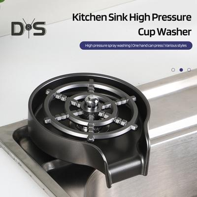 Kitchen Sink Glass Rinser High Pressure Powerful Spraying Jets Hands-Free Operation 360-degree Rotating Cup Rinser Sink Attachment