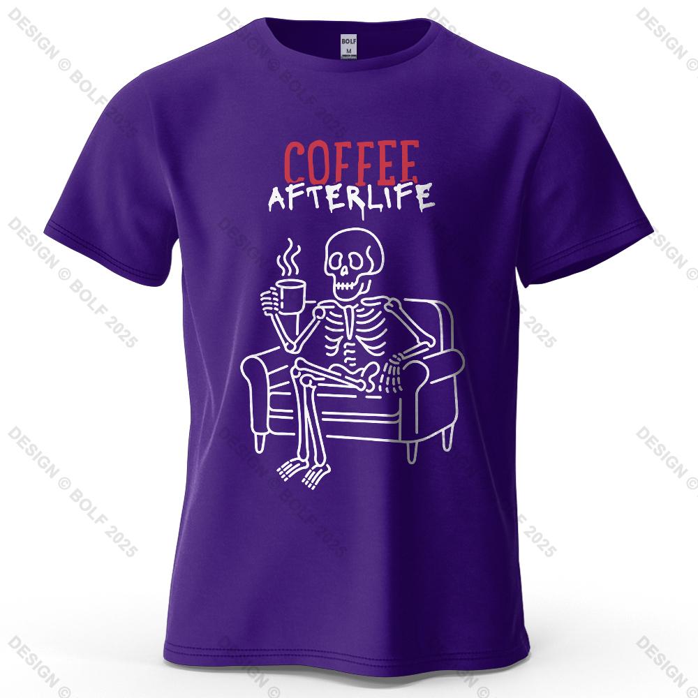 Coffee Afterlife Humorous Printed Men's T-Shirt 100% Cotton Oversized Relaxed Graphic Tees for Women Tops Tees Casual Streetwear