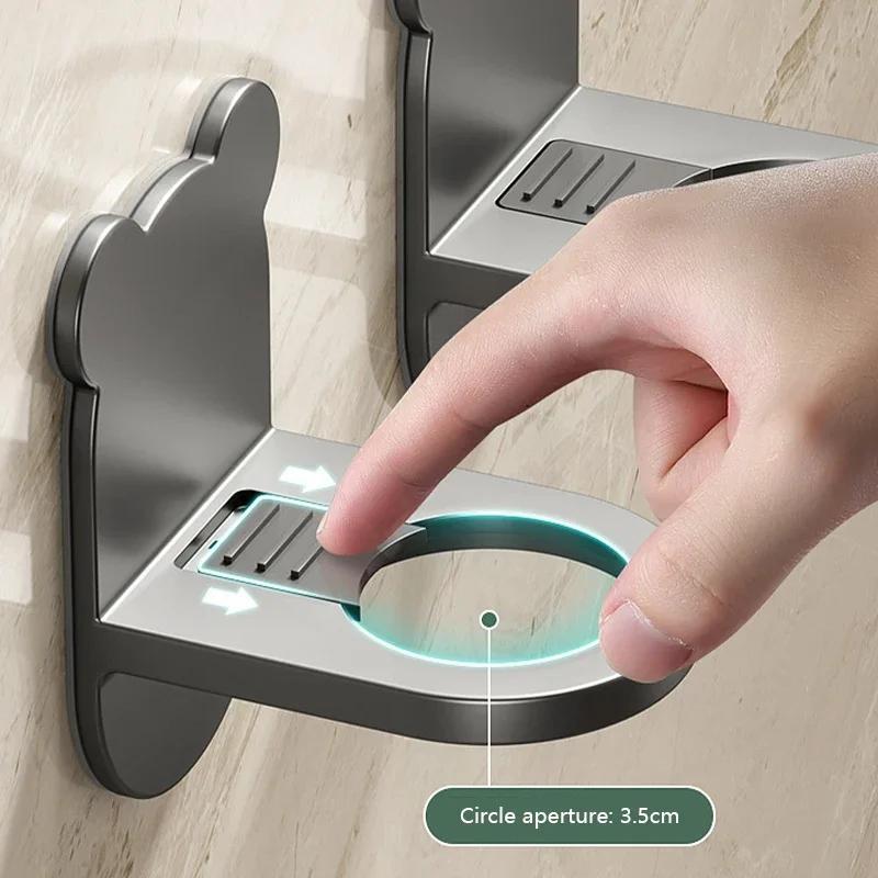 Universal Shower Gel Bottle Rack Wall Mounted Adjustable Shampoo Bottle Metal Holder Hand Soap Dispenser Hook Free Punching