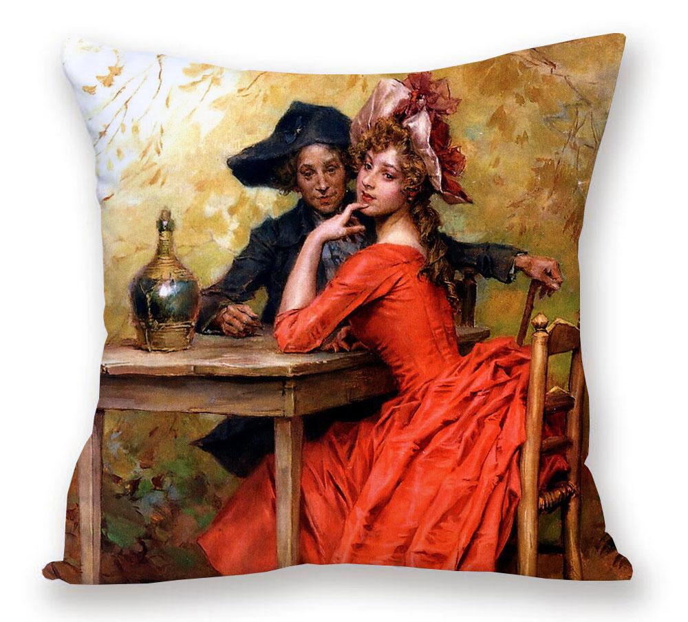 European Royal Woman Beauty Portrait Painting Cushion Covers Decorative Pillow Case For Sofa 45X45cm