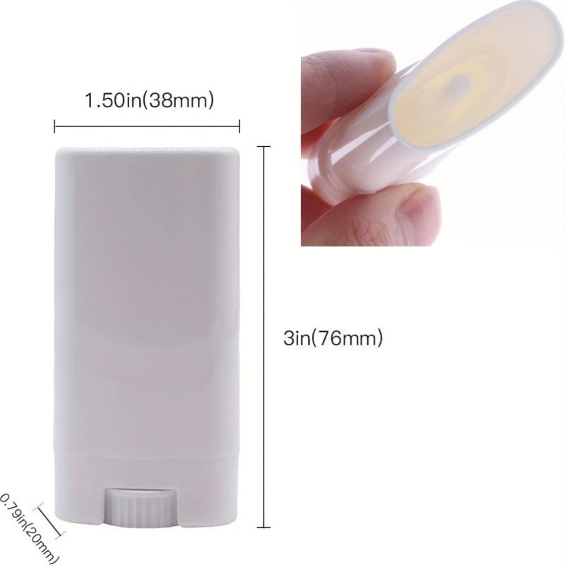 50pcs 15ml White Plastic Containers Empty Refillable Deodorant Tubes Top-Fill Oval Lip Balm Tubes for Travel Chapstick Lotions