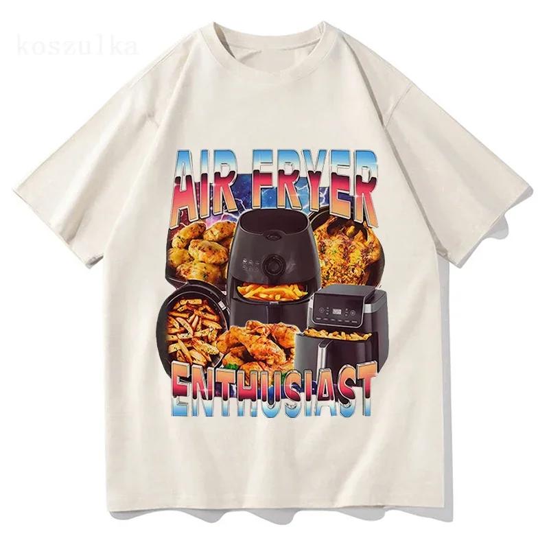 Air Fryer Enthusiast Funny Cooking Meme TShirt Unisex Unisex Fashion Vintage Short Sleeve Tshirts Cotton Casual T Shirt Streetwear
