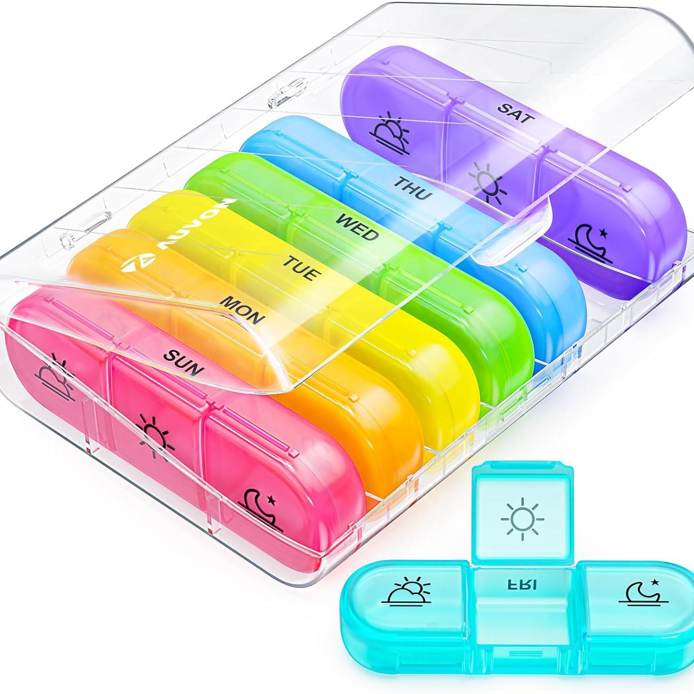 Weekly Pill Organizer 3 Times a Day Large 7 Day Pill Box 3 Times a Day with Separate Container, Portable Pill Case for MedicationVitamins Supplements 1 Count (Pack of 1) чистый