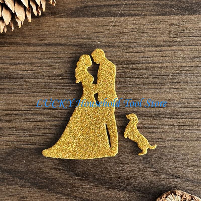 J0MC Wedding Mr and Mrs Decorative Die Cut Carbon Steel Cutting Dies for Card Making