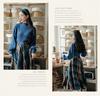 Autumn Blue Plaid Midi Skirt & Sweater Retro Set in Hong Kong Style