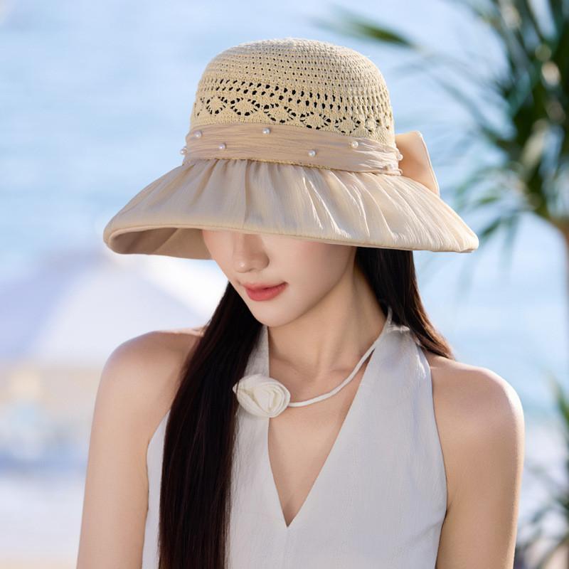 Summer Sun Protection Hat For Women With Large Brim Packable Breathable Polyester Fashionable Floppy Hat For Beach Sunshade