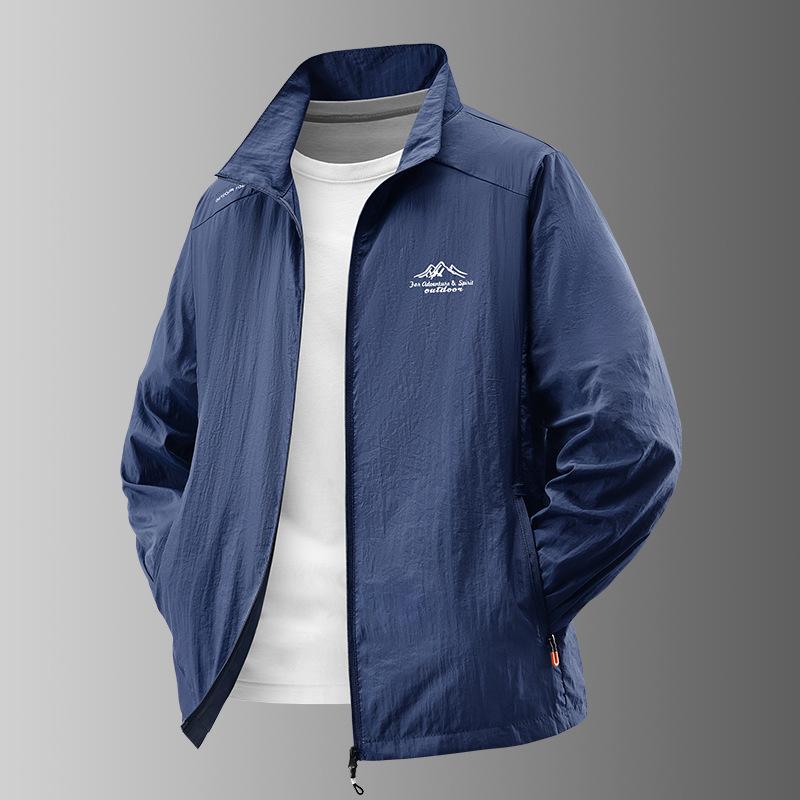 Ice Silk Sunscreen Clothing Men's Summer Thin Simple Color Outdoor Loose Plus Size Hooded Sun-protective Clothing Jacket Coat