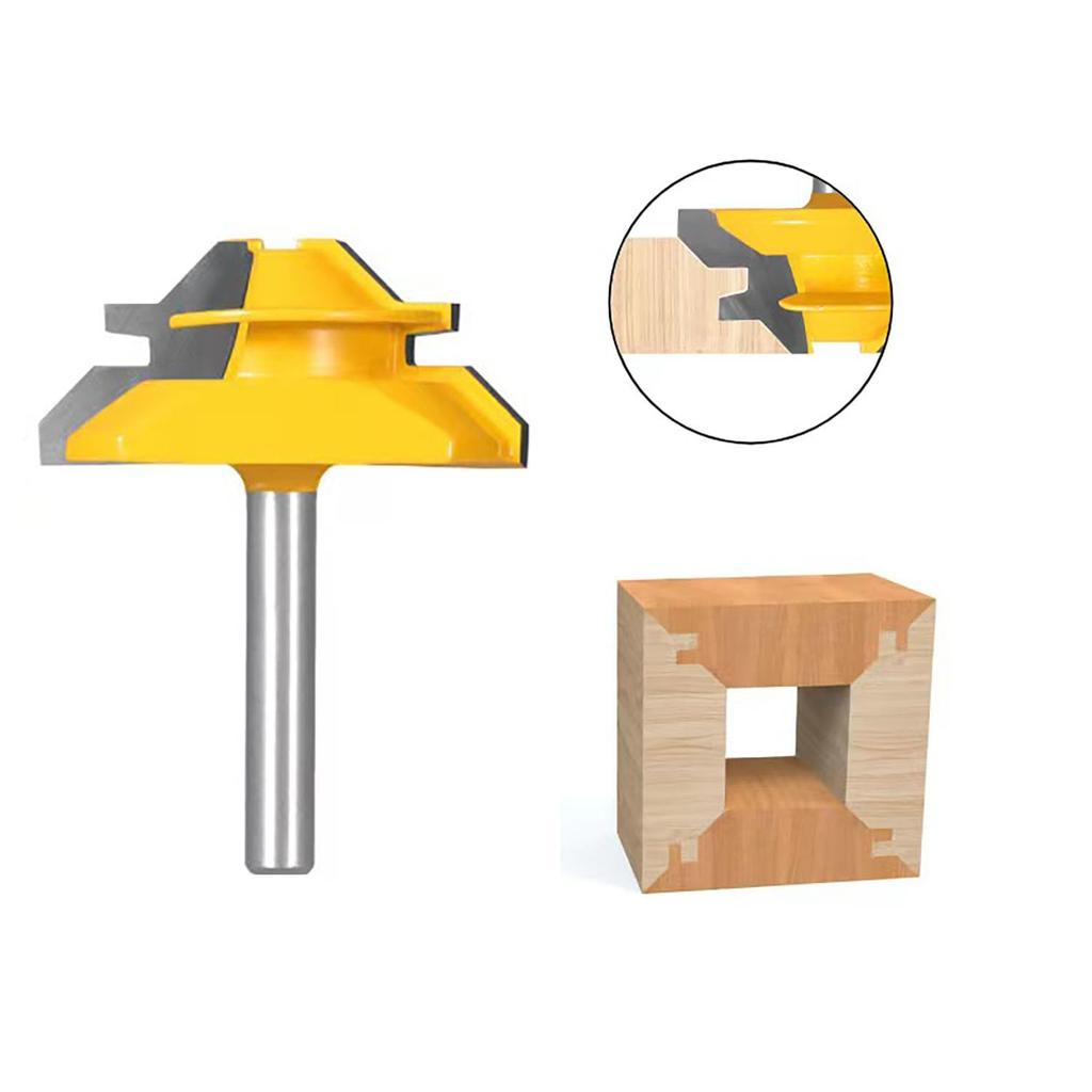 45 Degree Lock Miter Router Bit 3-Piece Set, for 31/64", 37/64",3/4" Cutting Height, 1/4 Inch Shank.Woodworking Tools Joint Router Bits (3PCS 1/4