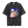 Funny Meme Huh Cat T Shirt vintage Washed Versatile Comfortable Breathable streetwear Stretched designer clothes fashion Casual