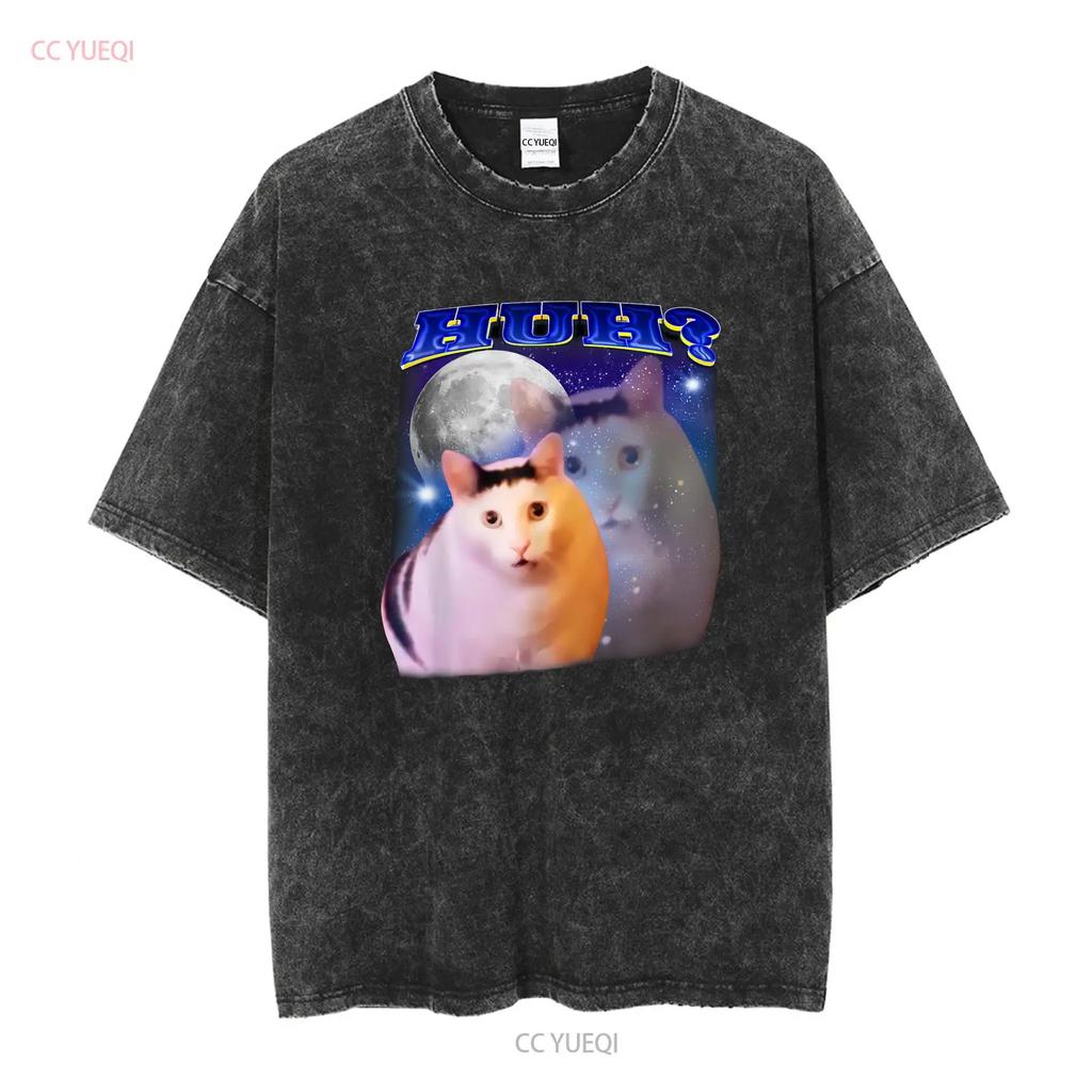 Funny Meme Huh Cat T Shirt vintage Washed Versatile Comfortable Breathable streetwear Stretched designer clothes fashion Casual