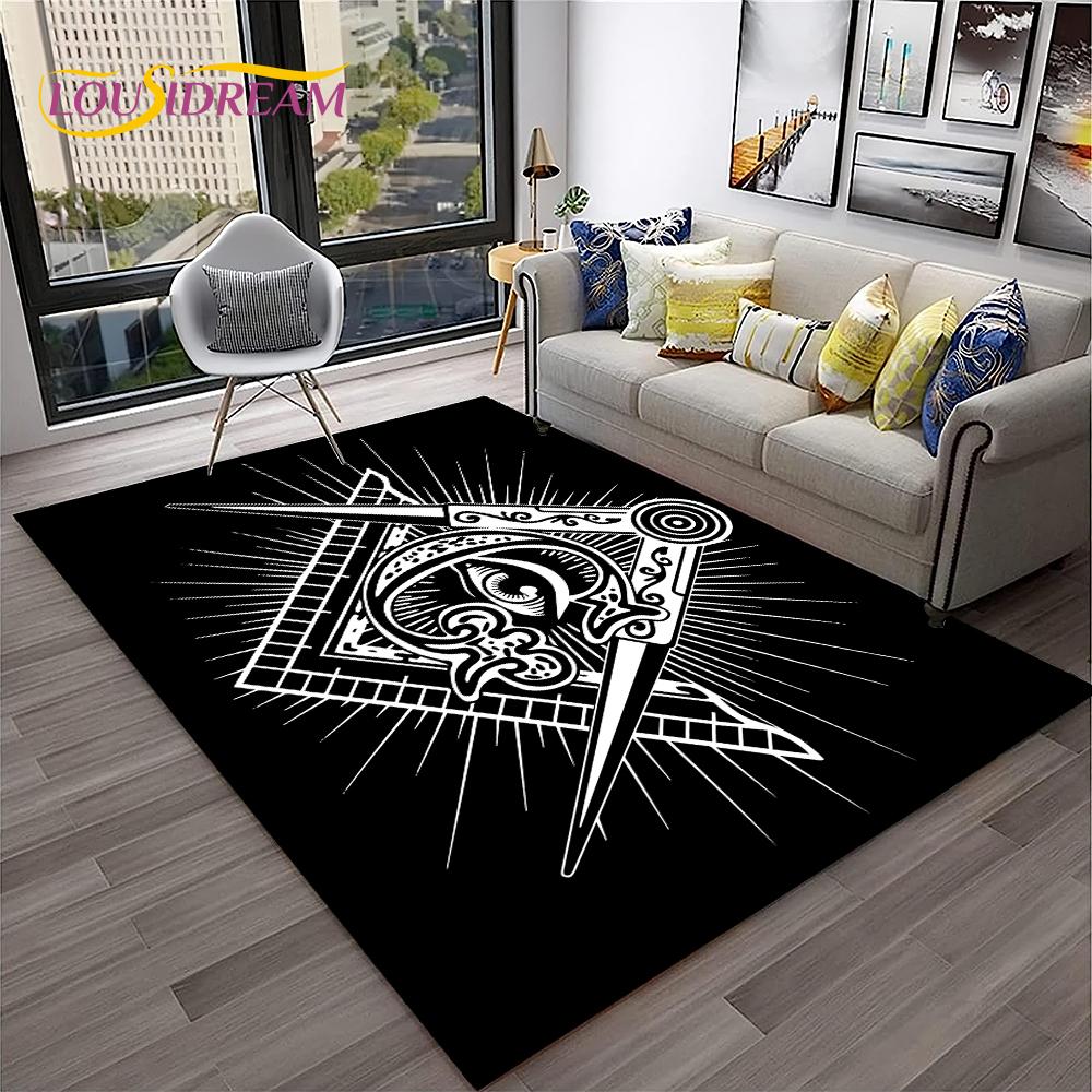 Ring Freemasonry Illuminati Masonic Carpet Rug for Home Living Room Bedroom Sofa Doormat Decor,Kid Area Rug Non-slip Floor Mat