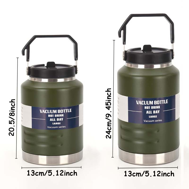 50oz/67oz Large Capacity Double-Wall Vacuum Insulated Stainless Steel Water Bottle Leakproof Thermal Cup with Straw Lid & Handle