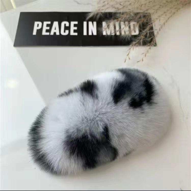 Girls Plush Hairpin Natural Rabbit Fur Women Bangs Hairpin