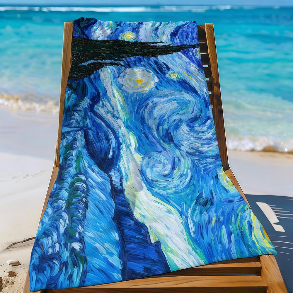 Lang Pattong White Van Gogh Towel Quick Drying Beach Towels Are Suitable For Swimming Pools Camping Yoga And The Gym