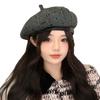 Atmosphere Polka Dot Striped Berets for Women Fashionable and High End Big Head Circumference  Face Showing Small Octagonal Hat