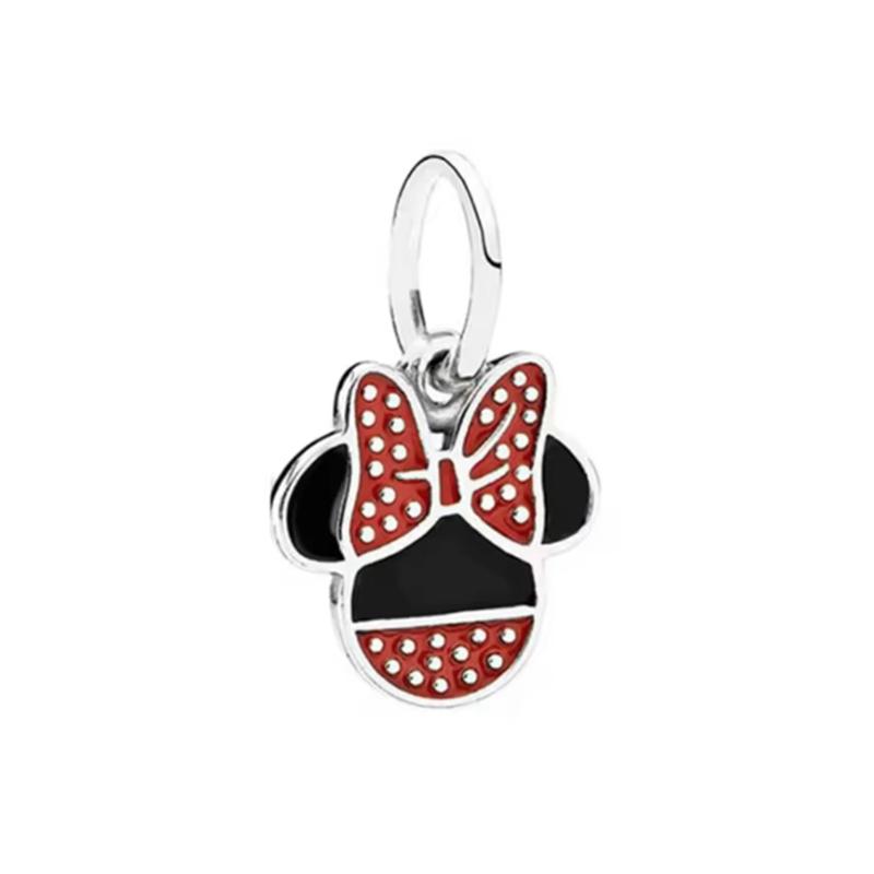 Disney Mickey Minnie Friends Dangle Charm Beads European Silver Bracelet Necklace DIY Jewelry Gift for Kids