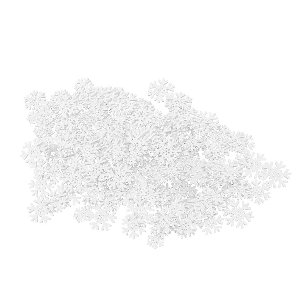 200PCS Snowflake Wood Slices 20mm 25mm 30mm 35mm Christmas White Snowflake Ornaments for DIY Crafts