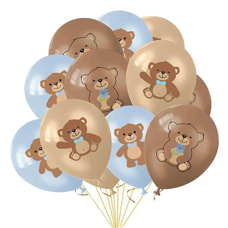 Teddy Bear Disposable Tableware Boy Girl Baby Shower Supplies Paper Plate Cups Kids Birthday Party Decoration Gift Bag Balloon