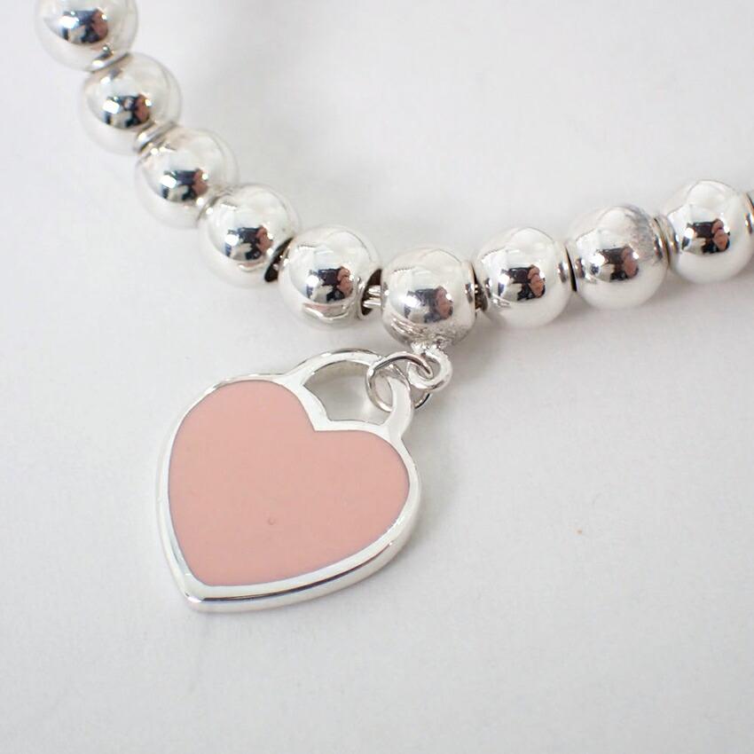 [Pre-owned] Tiffany/Tiffany/Ag925/Heart Tag/Pink/Bracelet/j58-7