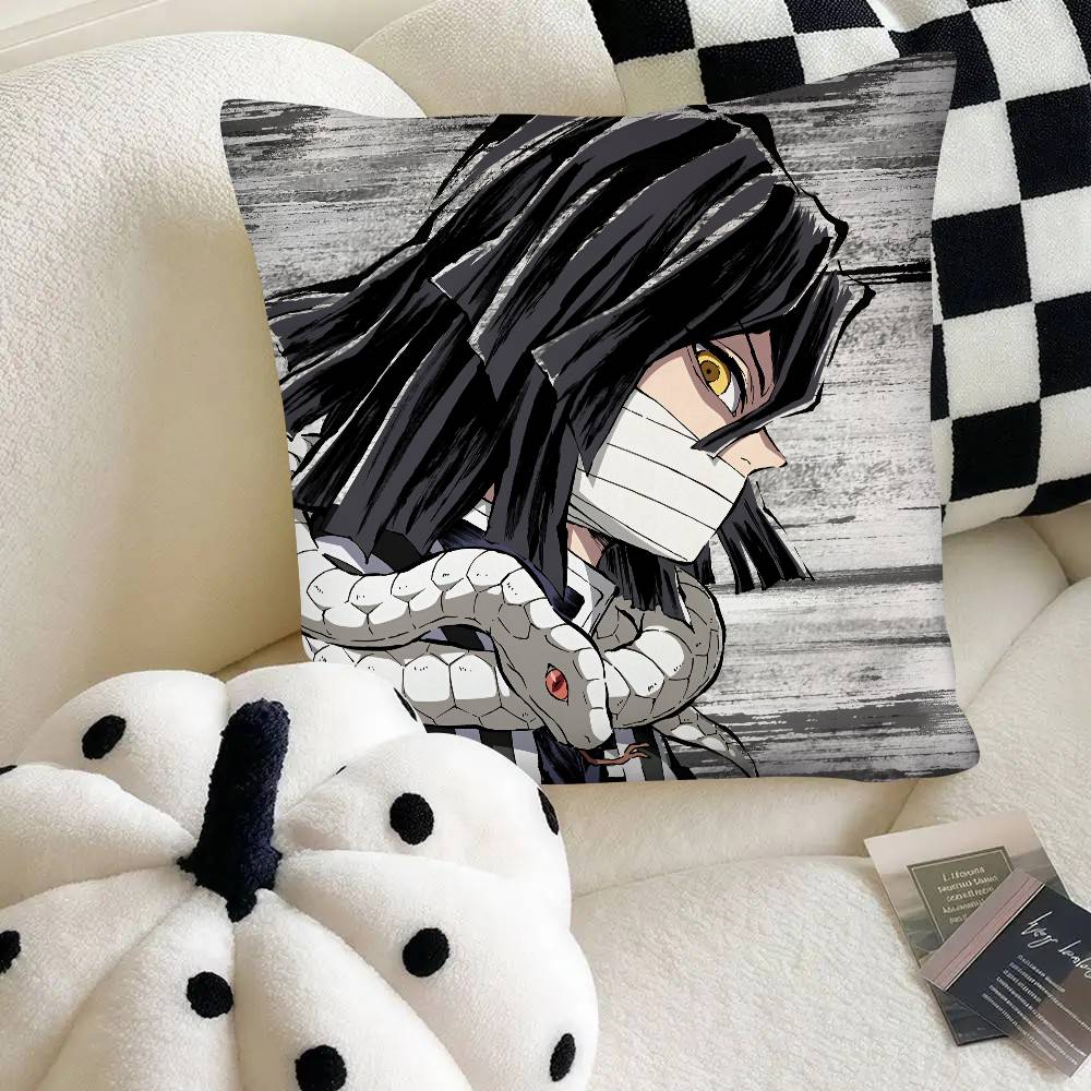 Anime Demon Slayer Obanai Iguro Kissenbezug Mode Quadratischer Kissenbezug Schlafzimmer Sofa Raum Ins Dekoration Freizeit