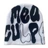 Hot Sell Customized  Adult Fashion Printing Soft Winter Hat Knitted With Letters for Men and Women