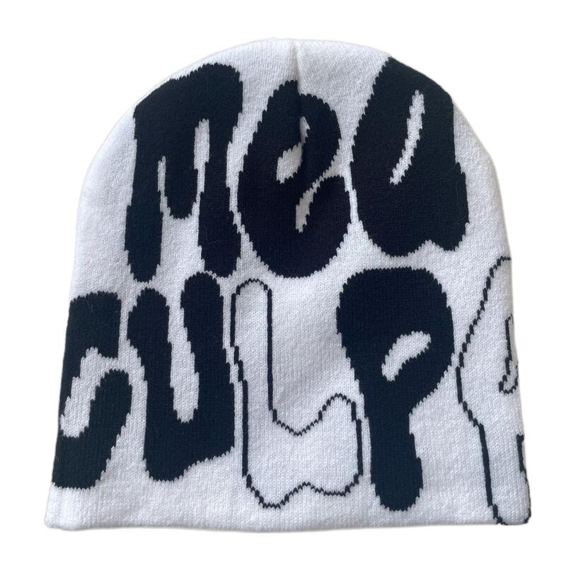 Hot Sell Customized  Adult Fashion Printing Soft Winter Hat Knitted With Letters for Men and Women